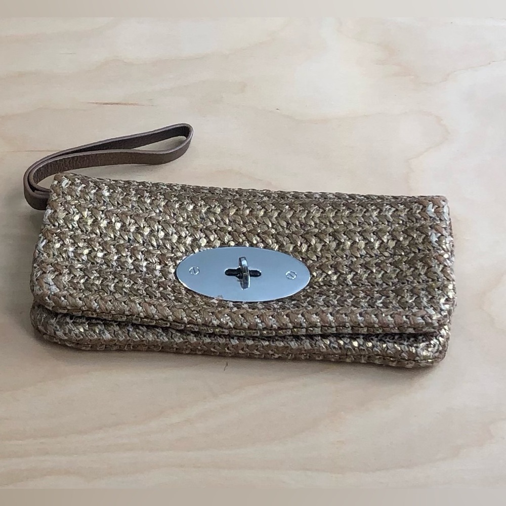 Gap Metalic Woven Wristlet Clutch One Size.